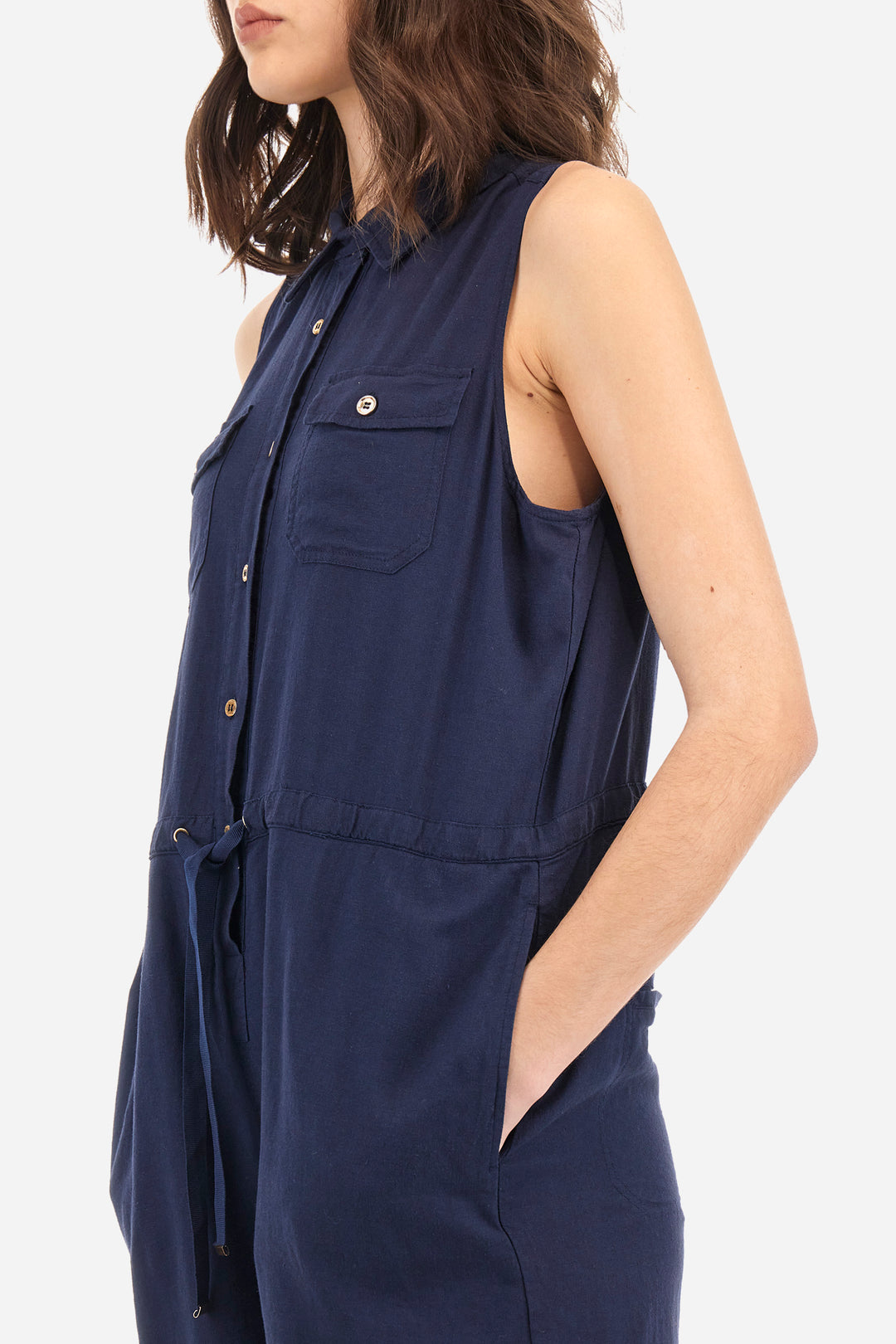 La Martina Regular Fit Sleeveless Viscose Jumpsuit - Alissa | Navy