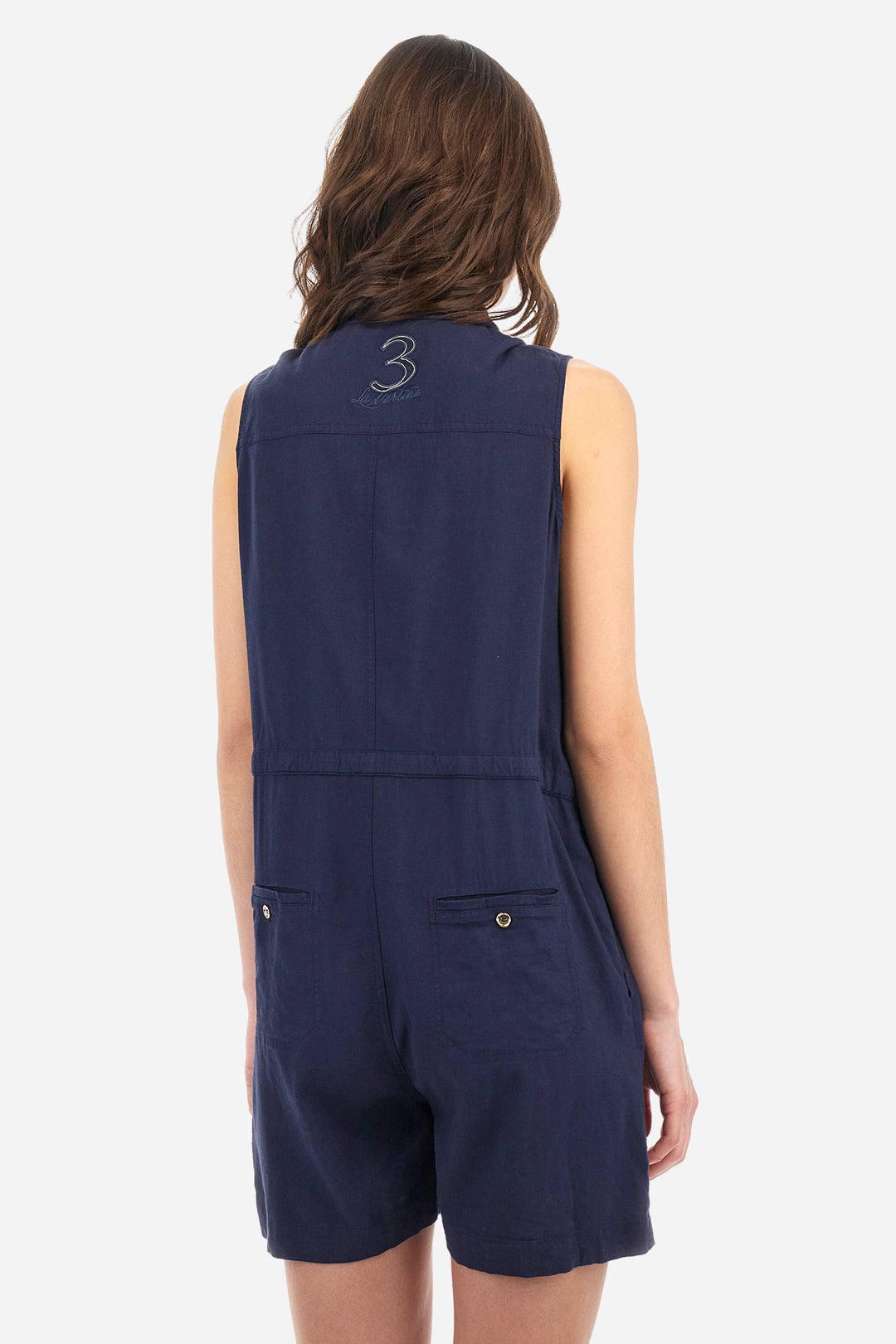 La Martina Regular Fit Sleeveless Viscose Jumpsuit - Alissa | Navy