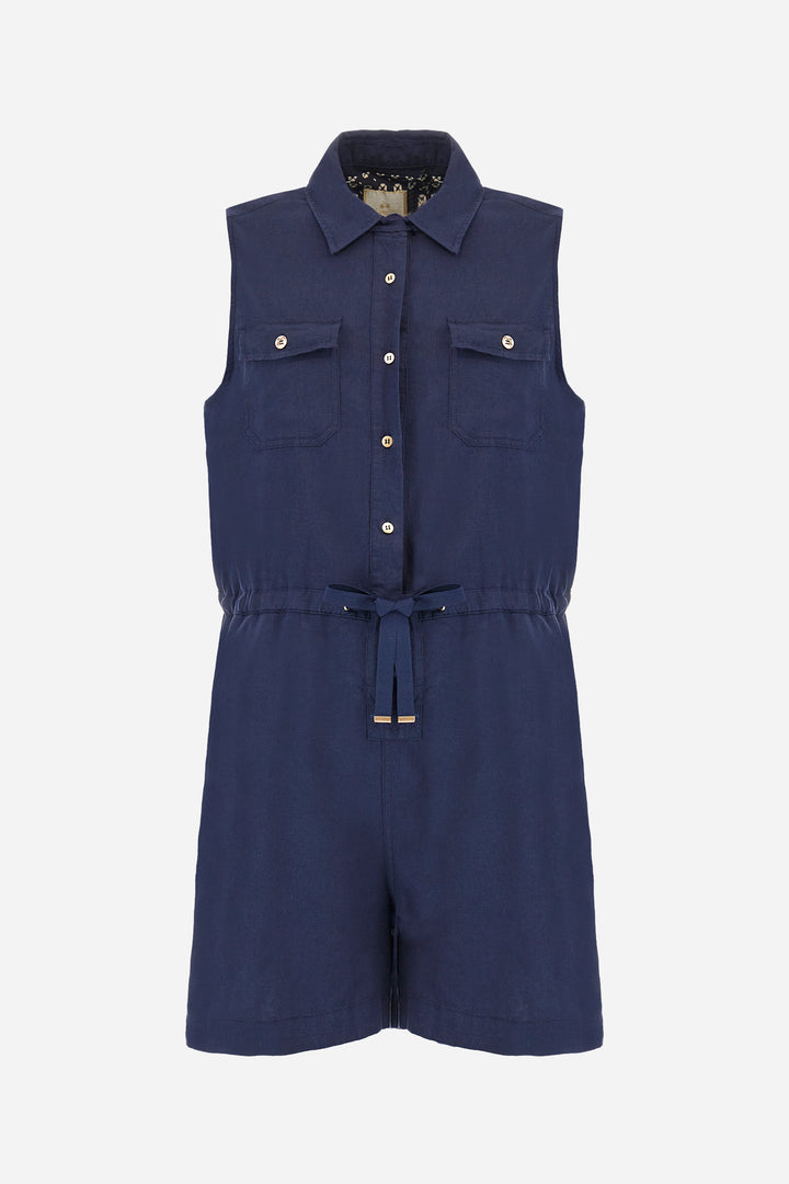 La Martina Regular Fit Sleeveless Viscose Jumpsuit - Alissa | Navy