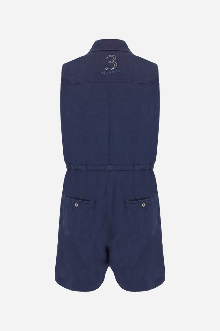 La Martina Regular Fit Sleeveless Viscose Jumpsuit - Alissa | Navy