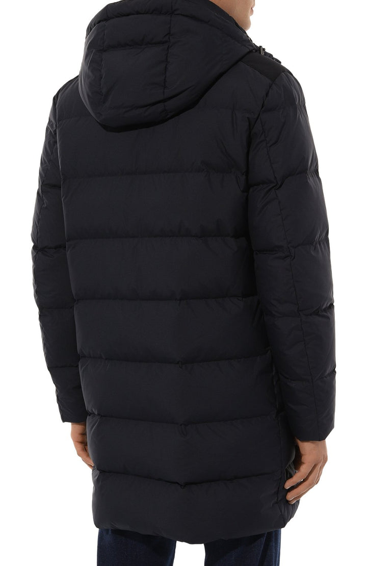 Paul & Shark Re-Goose Down Long Puffer with Shark Fin | Black