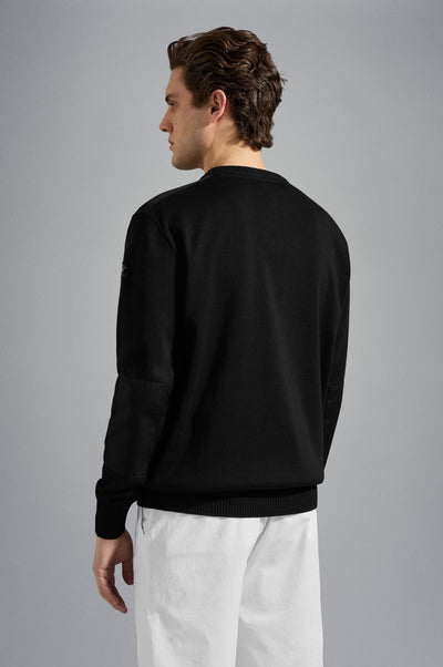 Paul & Shark Wool Crew Neck Pullover with Iconic Badge | Black