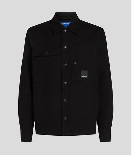 Karl Lagerfeld Cotton Canvas Overshirt Jacket | Black