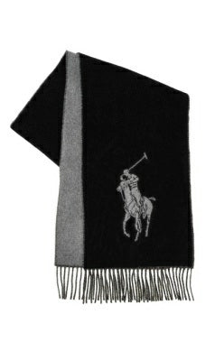 Ralph Lauren Big Pony Wool Scarf | Black/Charcoal