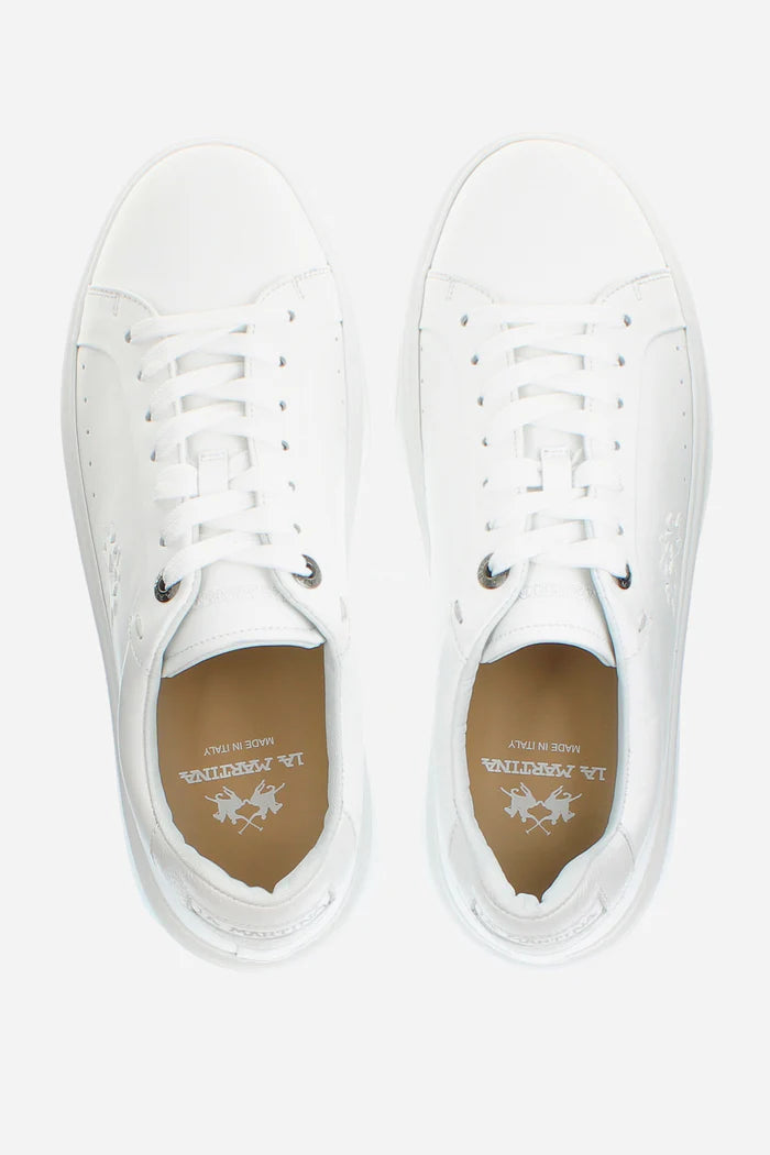 La Martina Men's Trainers in Brushed Leather | White
