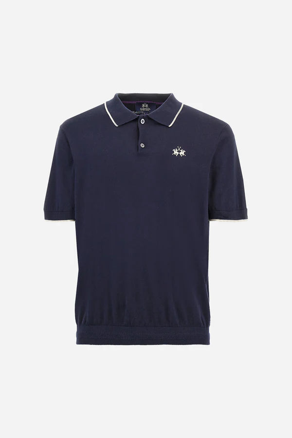 La Martina Polo Shirt in Tricot Cotton Knit in Regular Fit - Austin | Navy