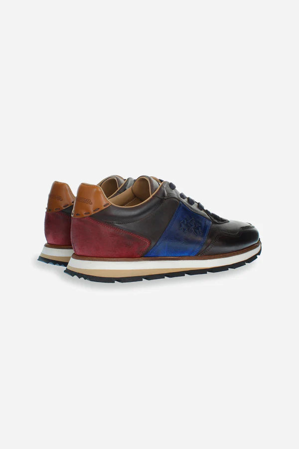 La Martina Men's Trainer in Leather | Brown/Blue