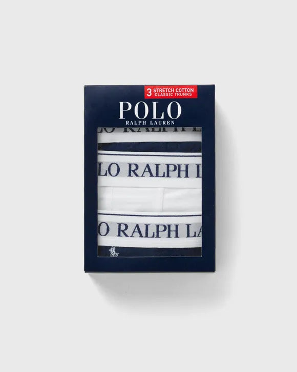 Ralph Lauren Classic Stretch Cotton Trunk 3-Pack | Navy/White/Pony