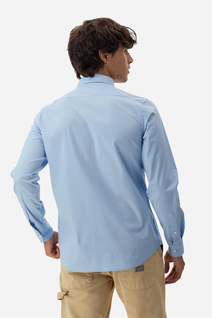 La Martina Slim Fit Cotton Shirt with Semi-Cutaway Collar | Blue
