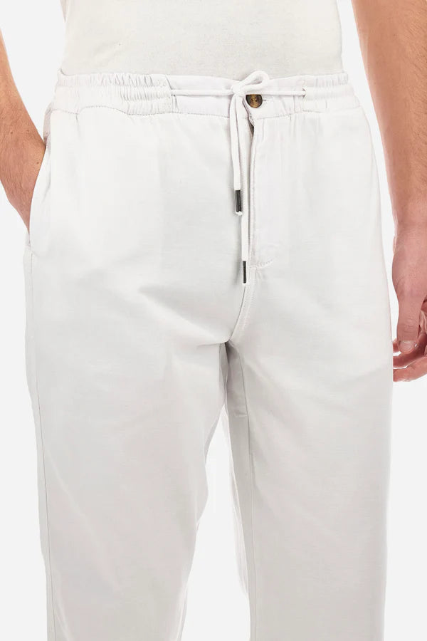 La Martina Linen and Cotton Canvas Regular Fit Trousers - Vann | White