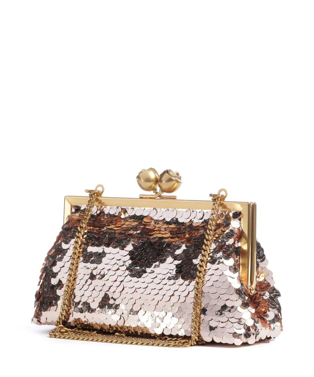Ted Baker Sequinz Rose Detail Sequin Clutch Bag | Rose Gold