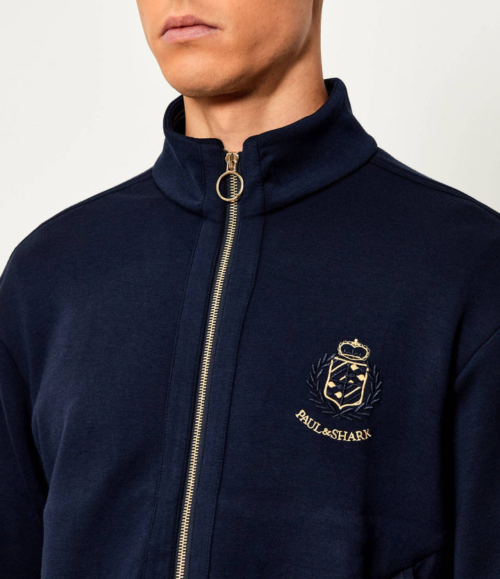 Paul & Shark Heraldic Embroidery Supima® Fleece Cardigan | Navy