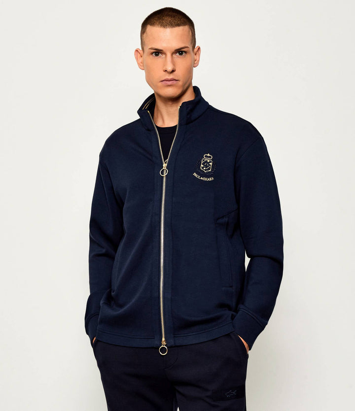 Paul & Shark Heraldic Embroidery Supima® Fleece Cardigan | Navy