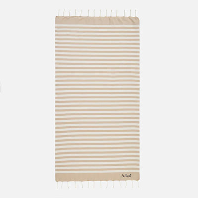 MC2 Saint Barth Fouta Classic Towel with Stripes | Beige