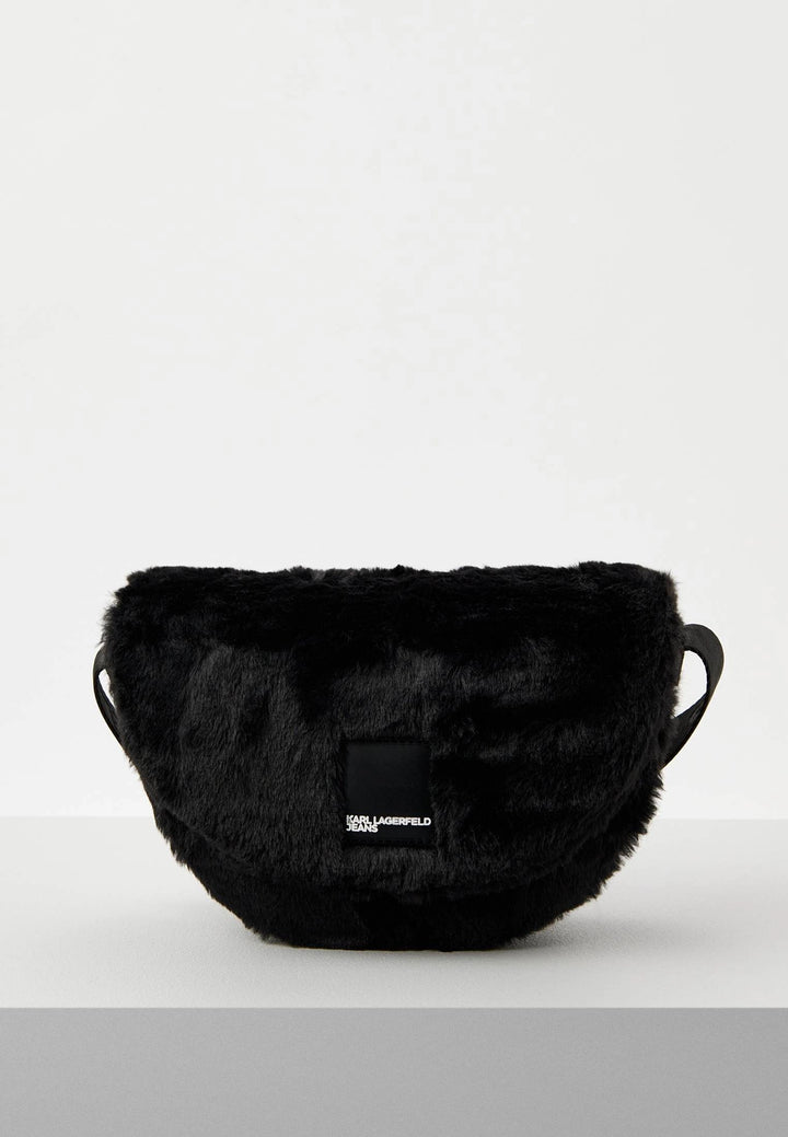 Karl Lagerfeld Faux Fur Saddle Bag | Black