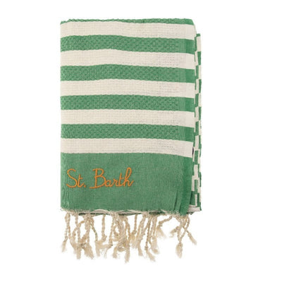 MC2 Saint Barth Fouta Classic Towel with Stripes | Green