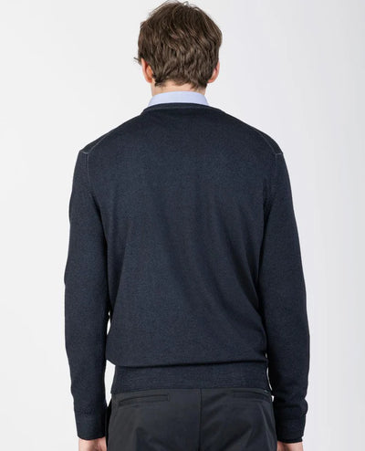 Paul & Shark Moon Badge Garment Dyed Wool Crewneck | Navy