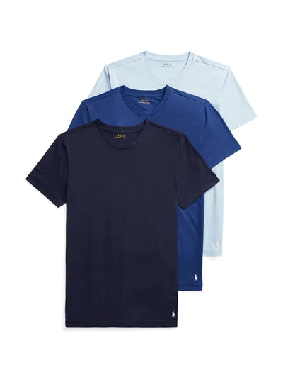 Ralph Lauren Slim Crewneck 3-Pack | Navy/Light Navy/Blue