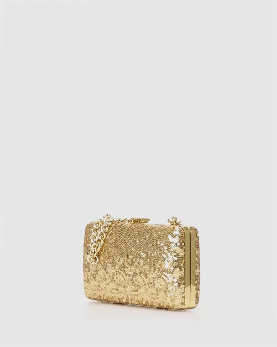 Lauren Ralph Lauren Sequined Small Franki Clutch | Antique Gold