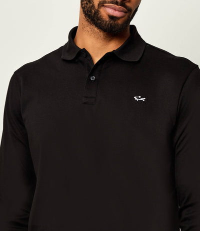 Paul & Shark Shark Badge Double Piqué Cotton Polo | Black