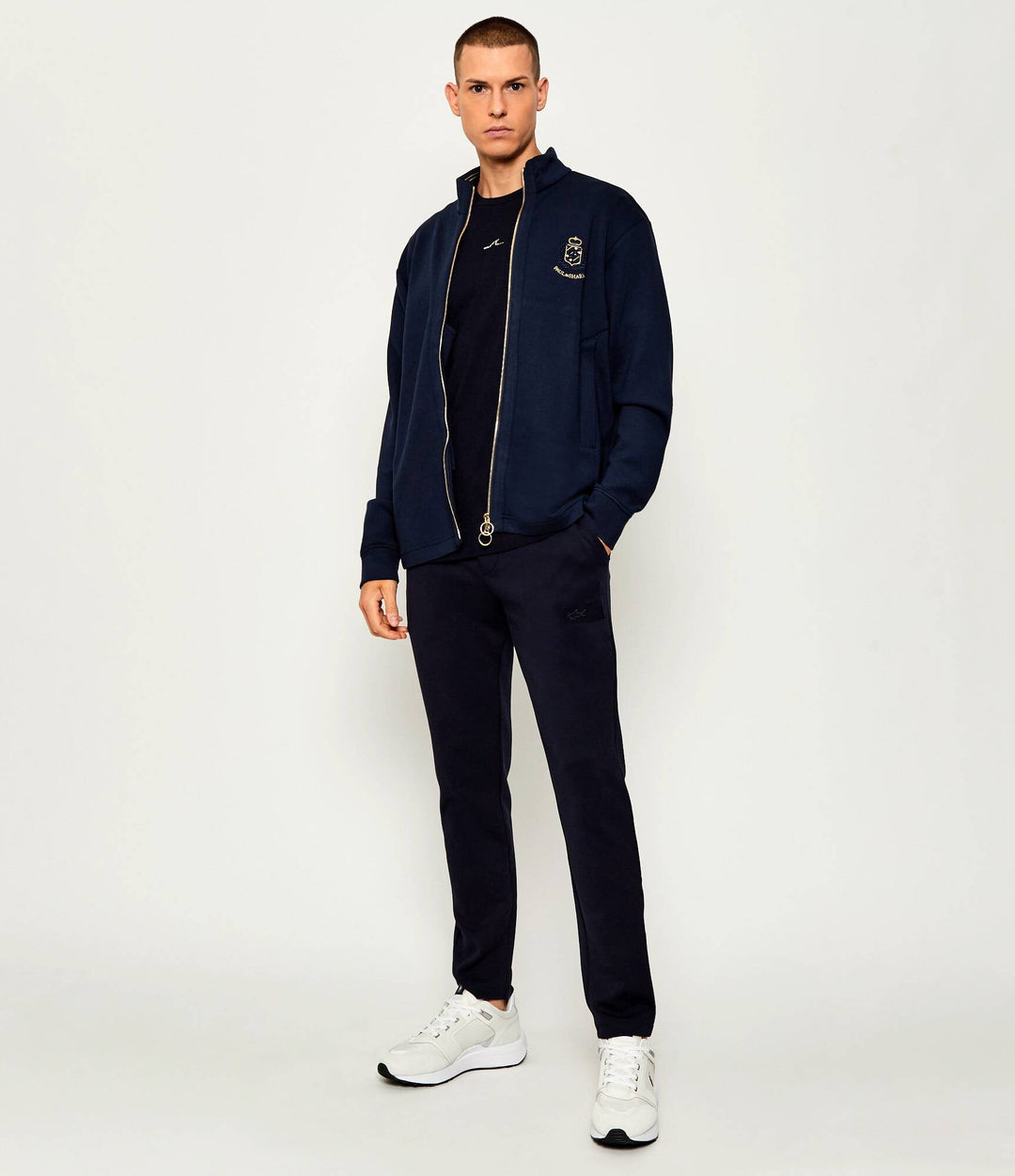 Paul & Shark Heraldic Embroidery Supima® Fleece Cardigan | Navy