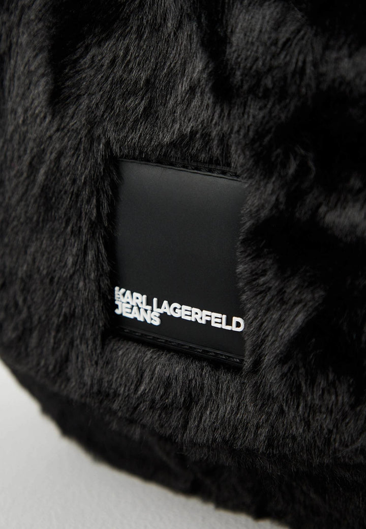 Karl Lagerfeld Faux Fur Saddle Bag | Black