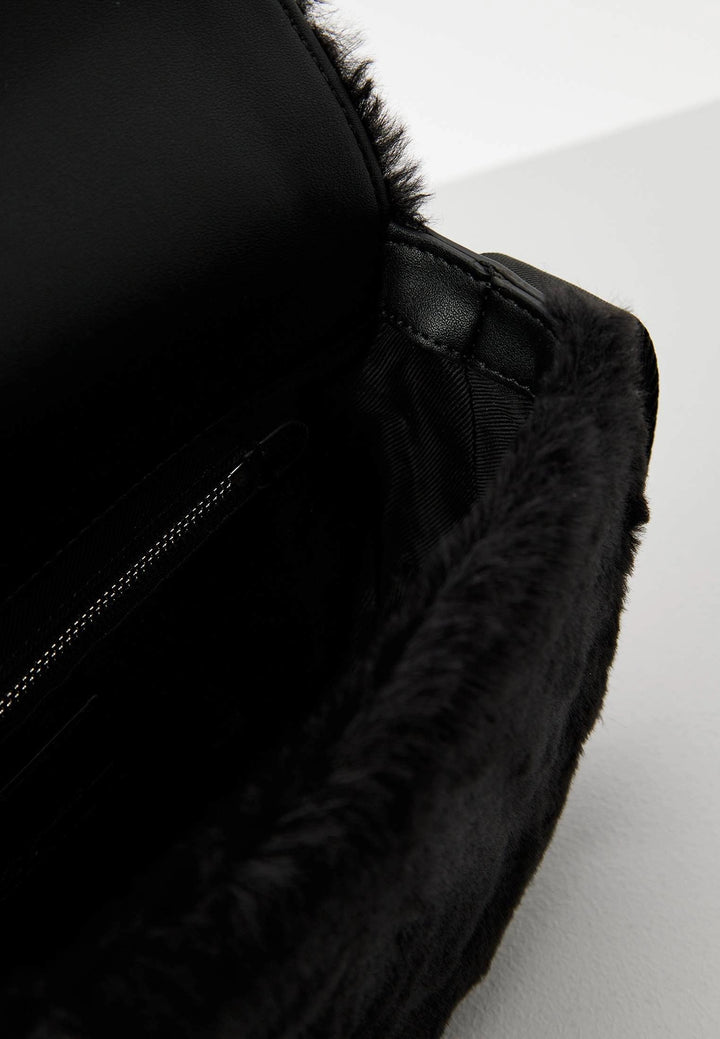 Karl Lagerfeld Faux Fur Saddle Bag | Black