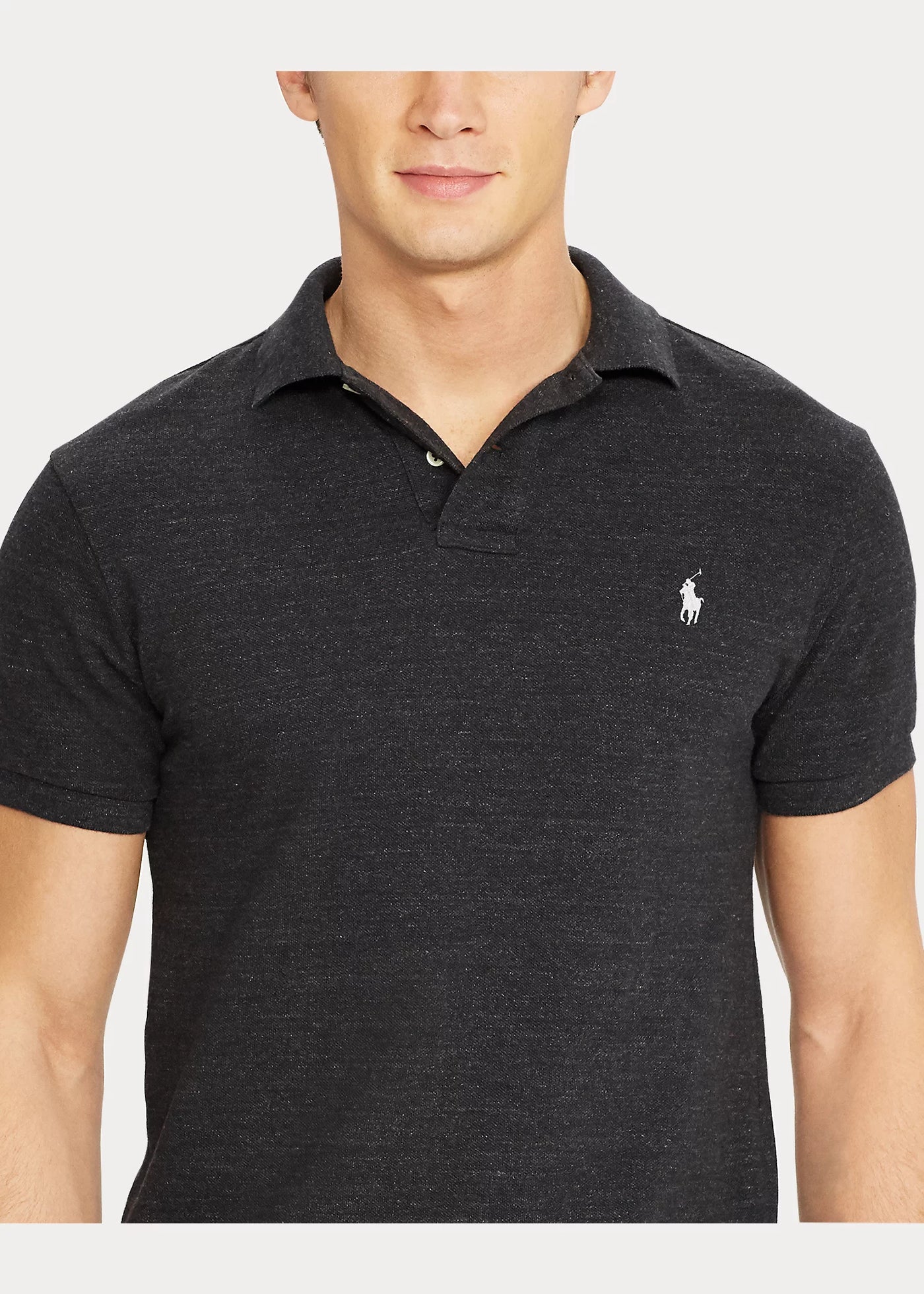 Ralph Lauren Slim Fit Mesh Polo Shirt | Black Marl