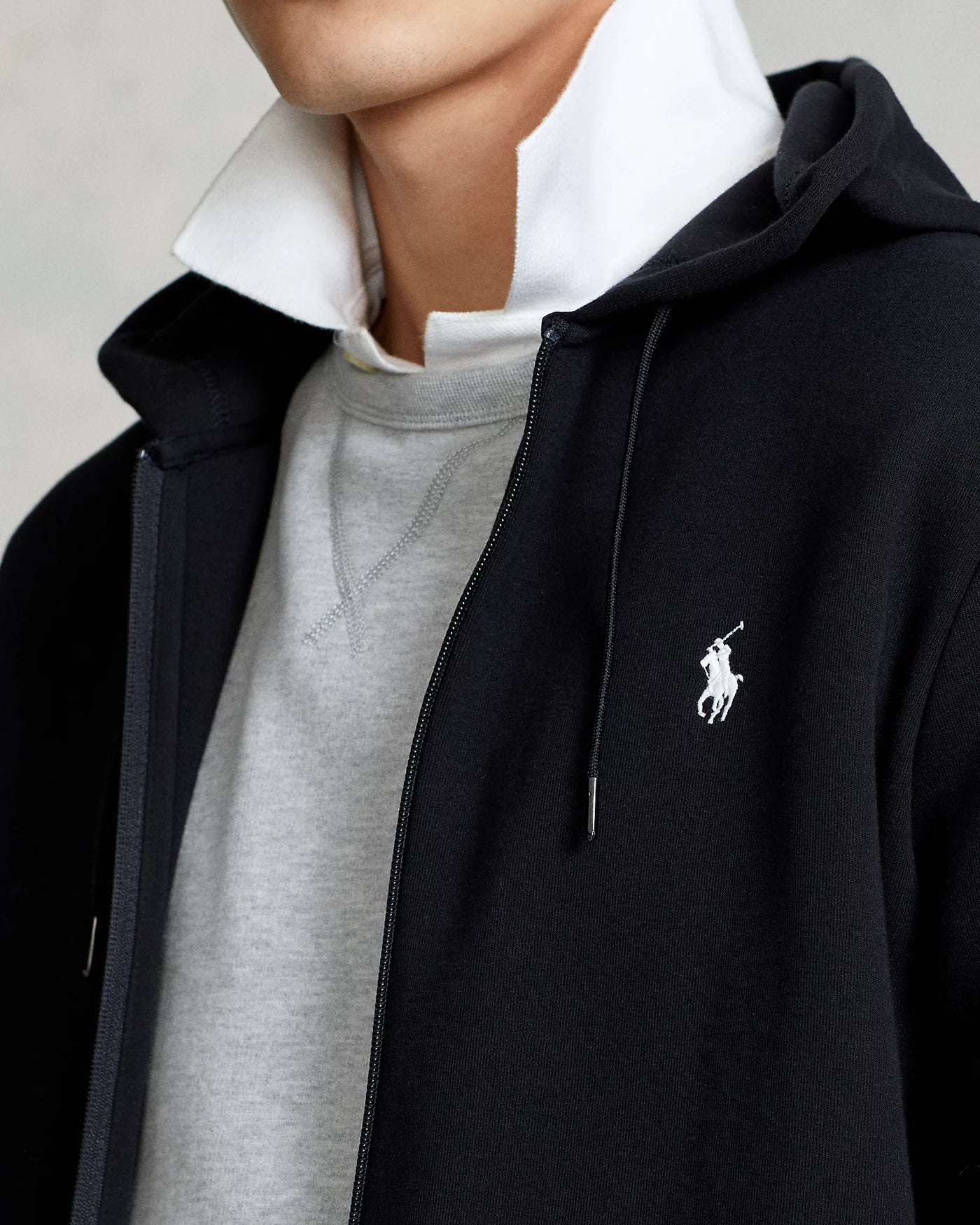 Ralph Lauren Double-Knit Full-Zip Hoodie | Black