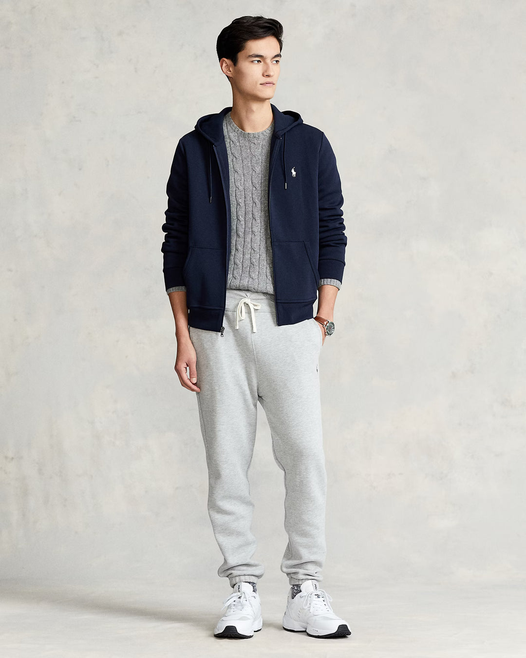 Ralph Lauren Double-Knit Full-Zip Hoodie | Aviator Navy