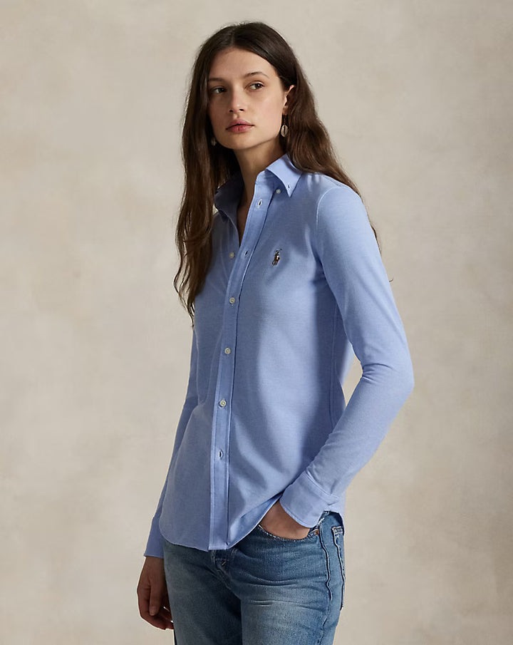 Ralph Lauren Slim Fit Knit Cotton Oxford Shirt | Harbor Blue