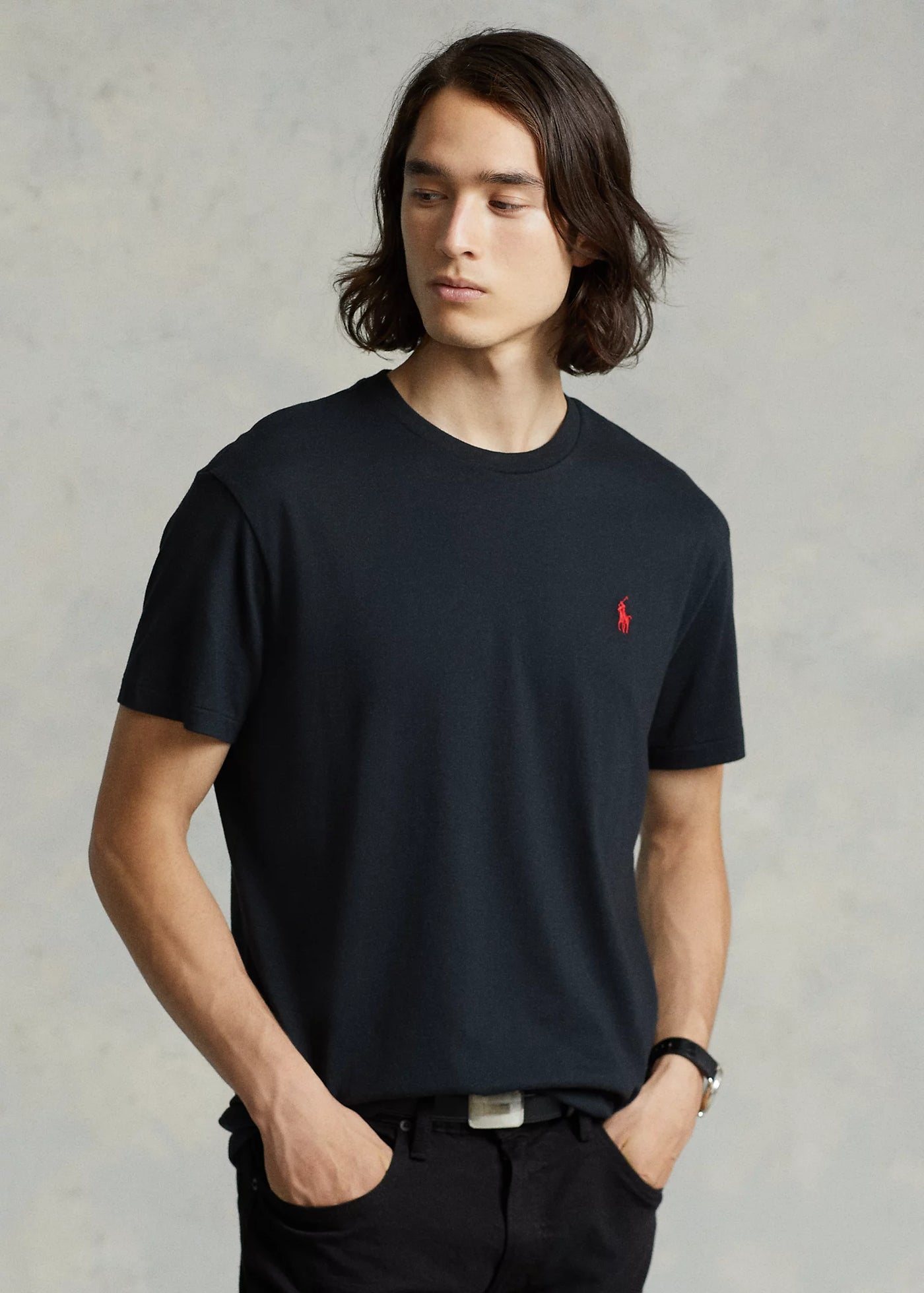 Ralph Lauren Custom Slim Fit Jersey Crewneck T-Shirt | Black