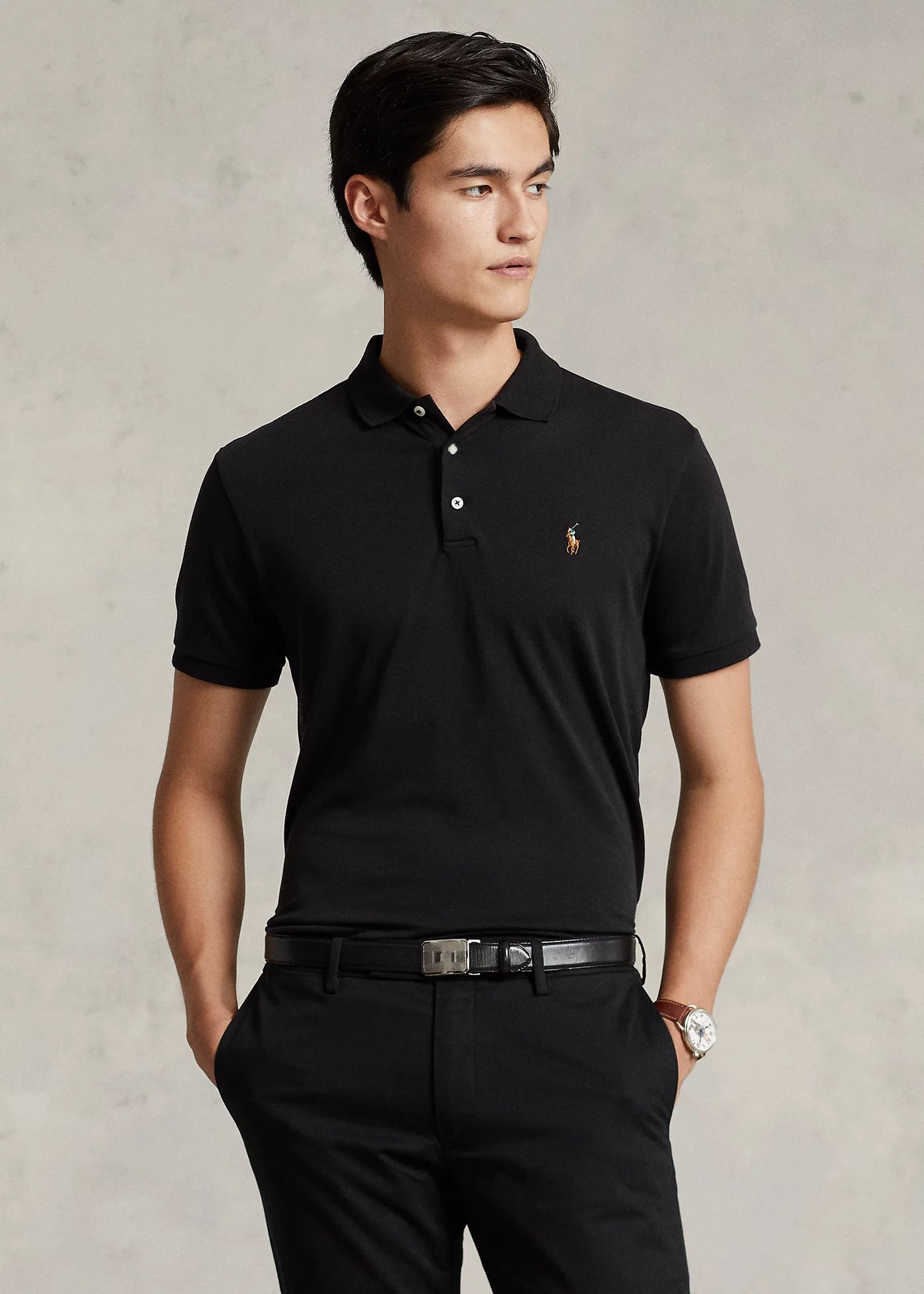 Ralph Lauren Custom Slim Fit Soft Cotton Polo Shirt | Black