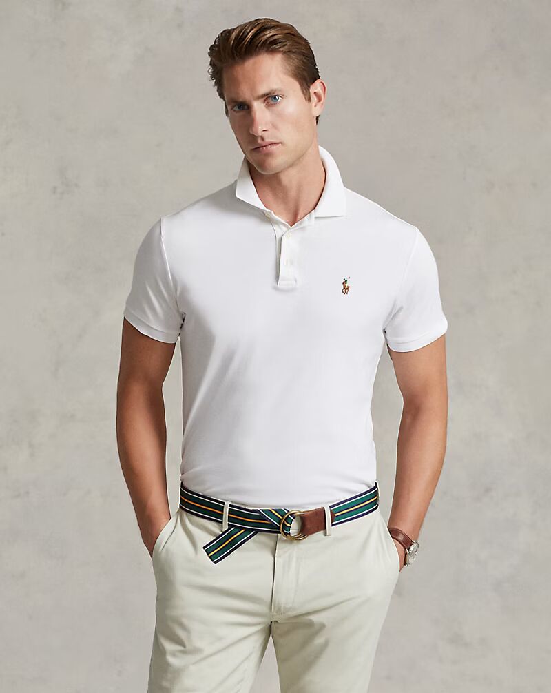 Ralph Lauren Custom Slim Fit Soft Cotton Polo Shirt | White