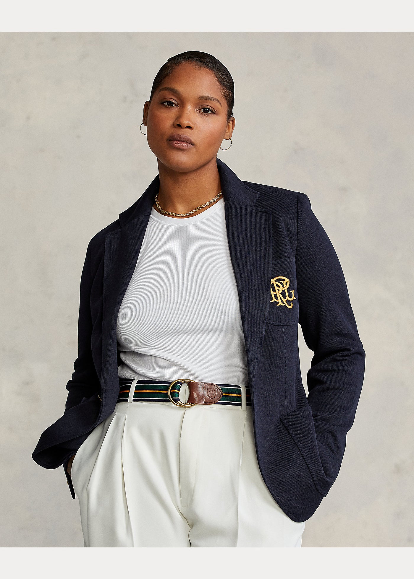 Ralph Lauren Double-Knit Jacquard Blazer | Navy