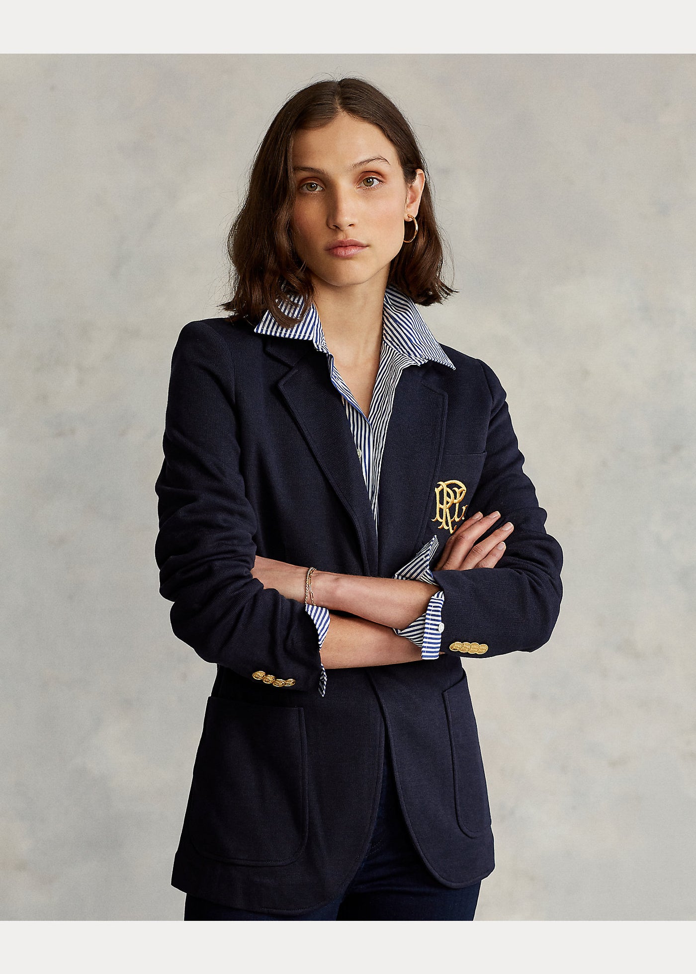 Ralph Lauren Double-Knit Jacquard Blazer | Navy