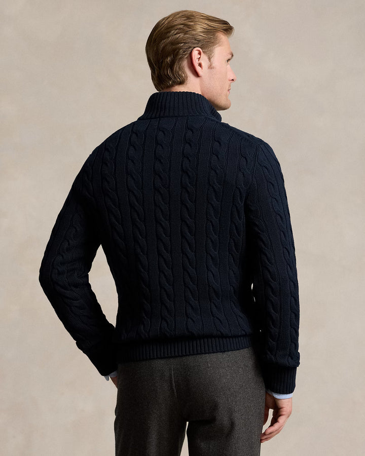 Ralph Lauren Cable-Knit Cotton Quarter-Zip Jumper | Hunter Navy