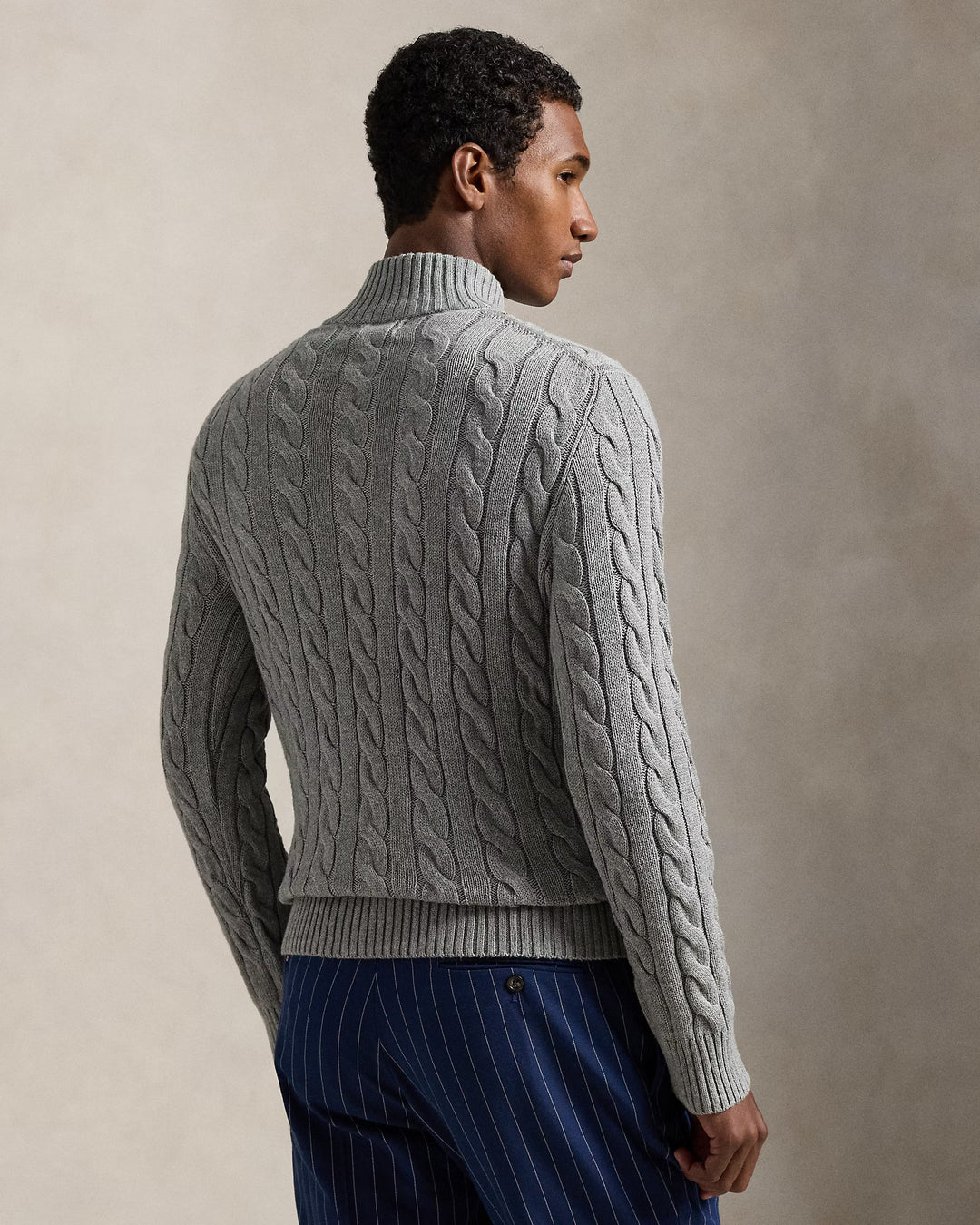 Ralph Lauren Cable-Knit Cotton Quarter-Zip Jumper | Grey