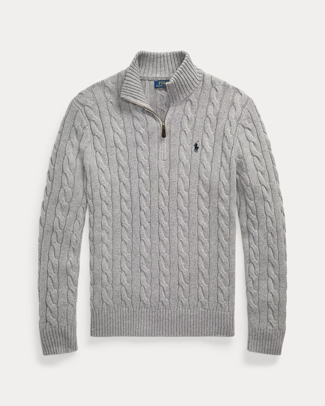 Ralph Lauren Cable-Knit Cotton Quarter-Zip Jumper | Grey