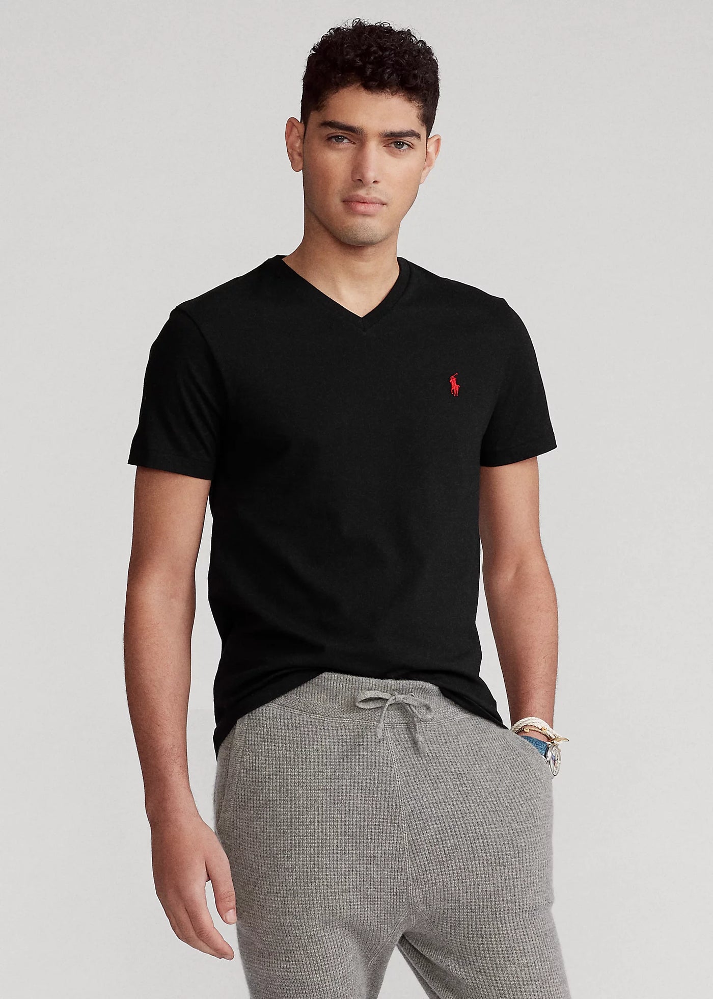 Ralph Lauren Custom Slim Fit Jersey V-Neck T-Shirt | Black