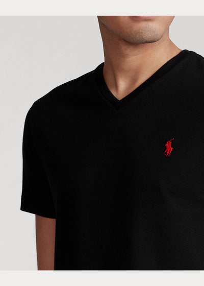 Ralph Lauren Custom Slim Fit Jersey V-Neck T-Shirt | Black