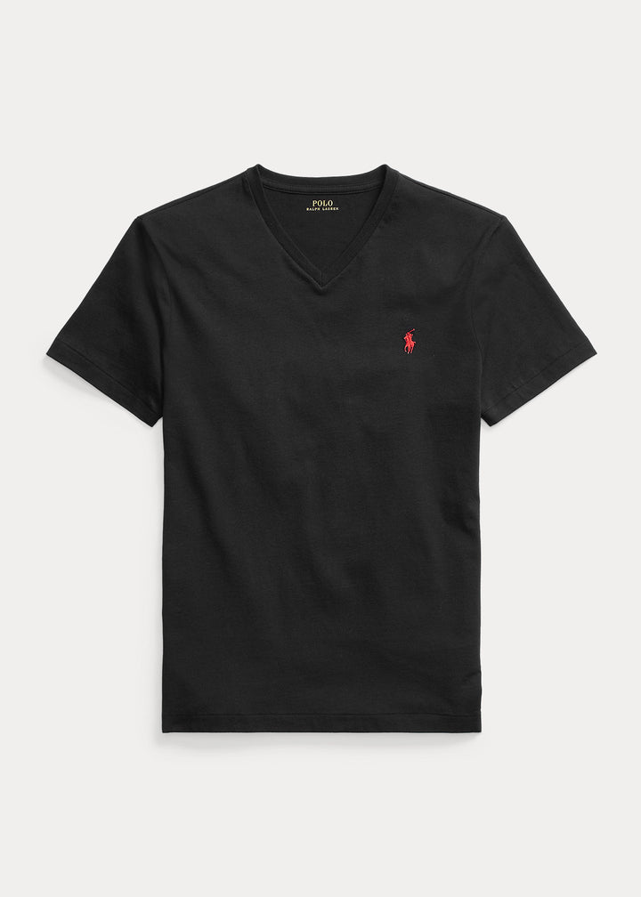 Ralph Lauren Custom Slim Fit Jersey V-Neck T-Shirt | Black
