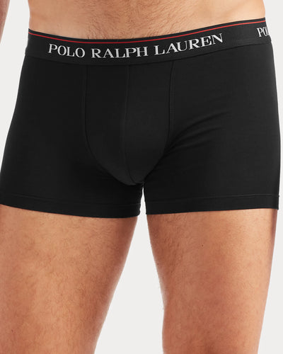 Ralph Lauren Classic Stretch-Cotton Trunk 3-Pack | Black/Stripes