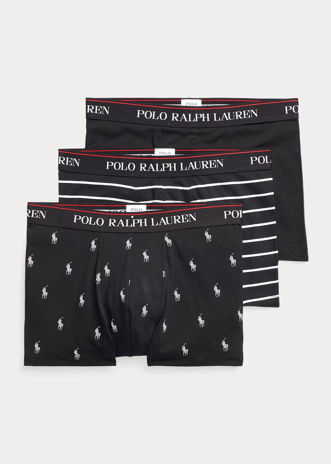 Ralph Lauren Classic Stretch-Cotton Trunk 3-Pack | Black/Stripes