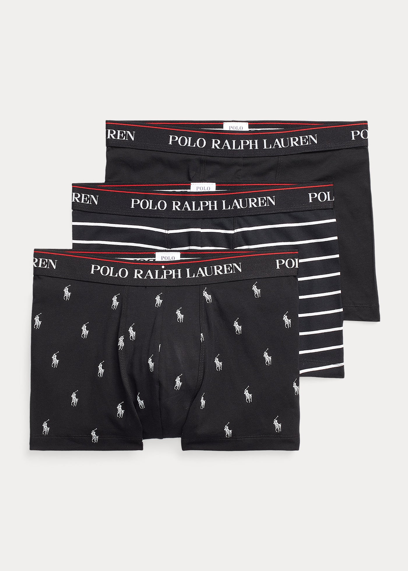 Ralph Lauren Classic Stretch-Cotton Trunk 3-Pack | Black/Black Stripes