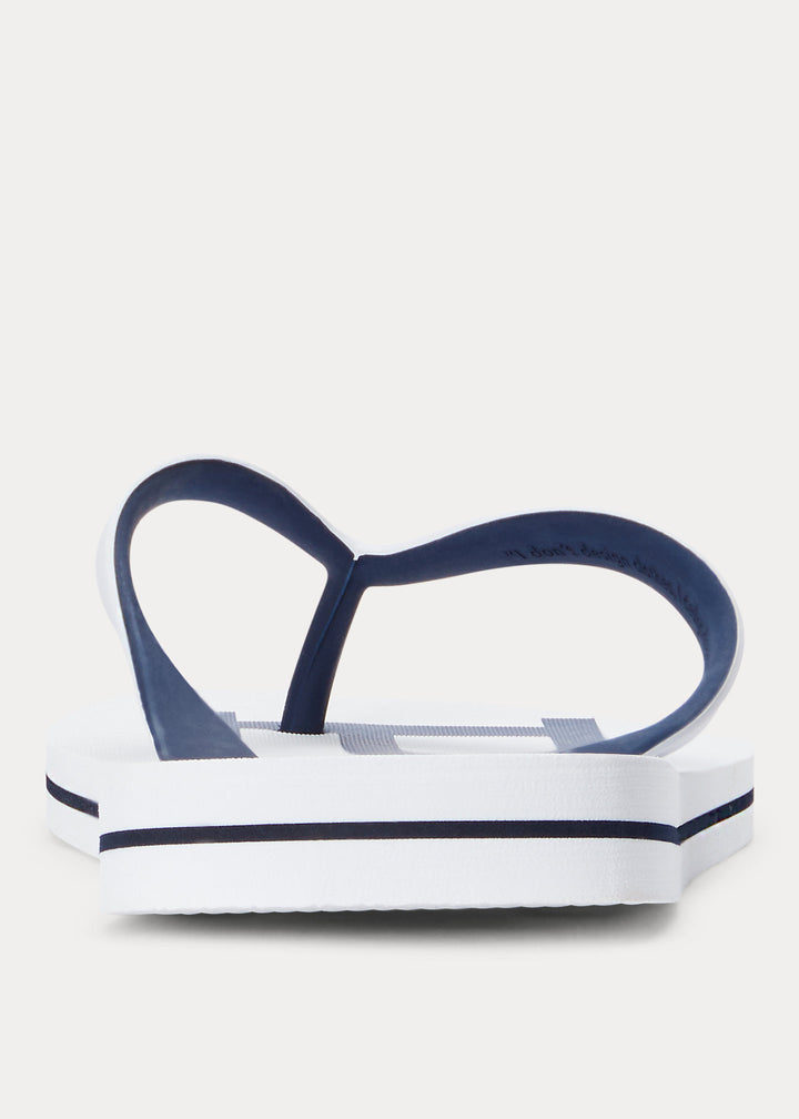 Ralph Lauren Men's Bolt Logo Flip-Flop | White/Navy