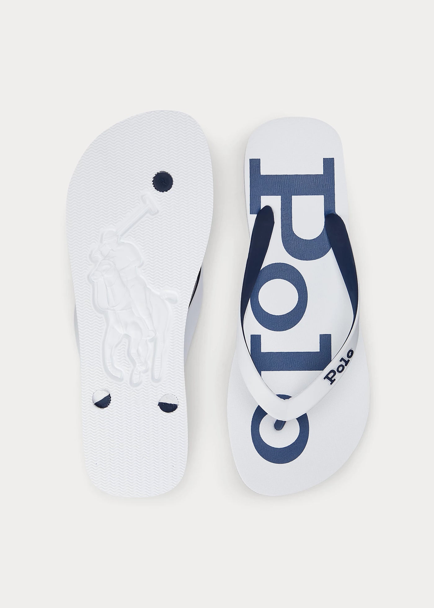 Ralph Lauren Bolt Logo Flip-Flop | White/Navy