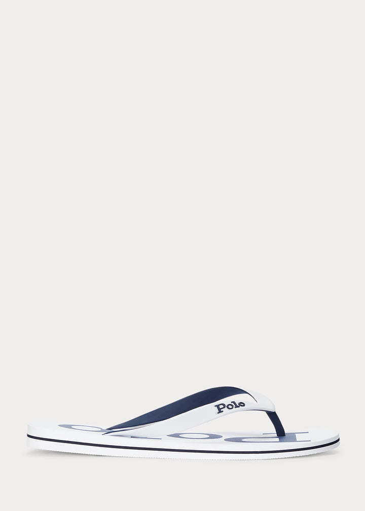 Ralph Lauren Men's Bolt Logo Flip-Flop | White/Navy