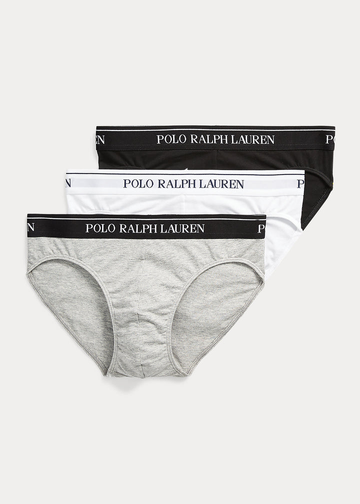 Ralph Lauren Low-Rise Brief 3-Pack | Black/White/Grey