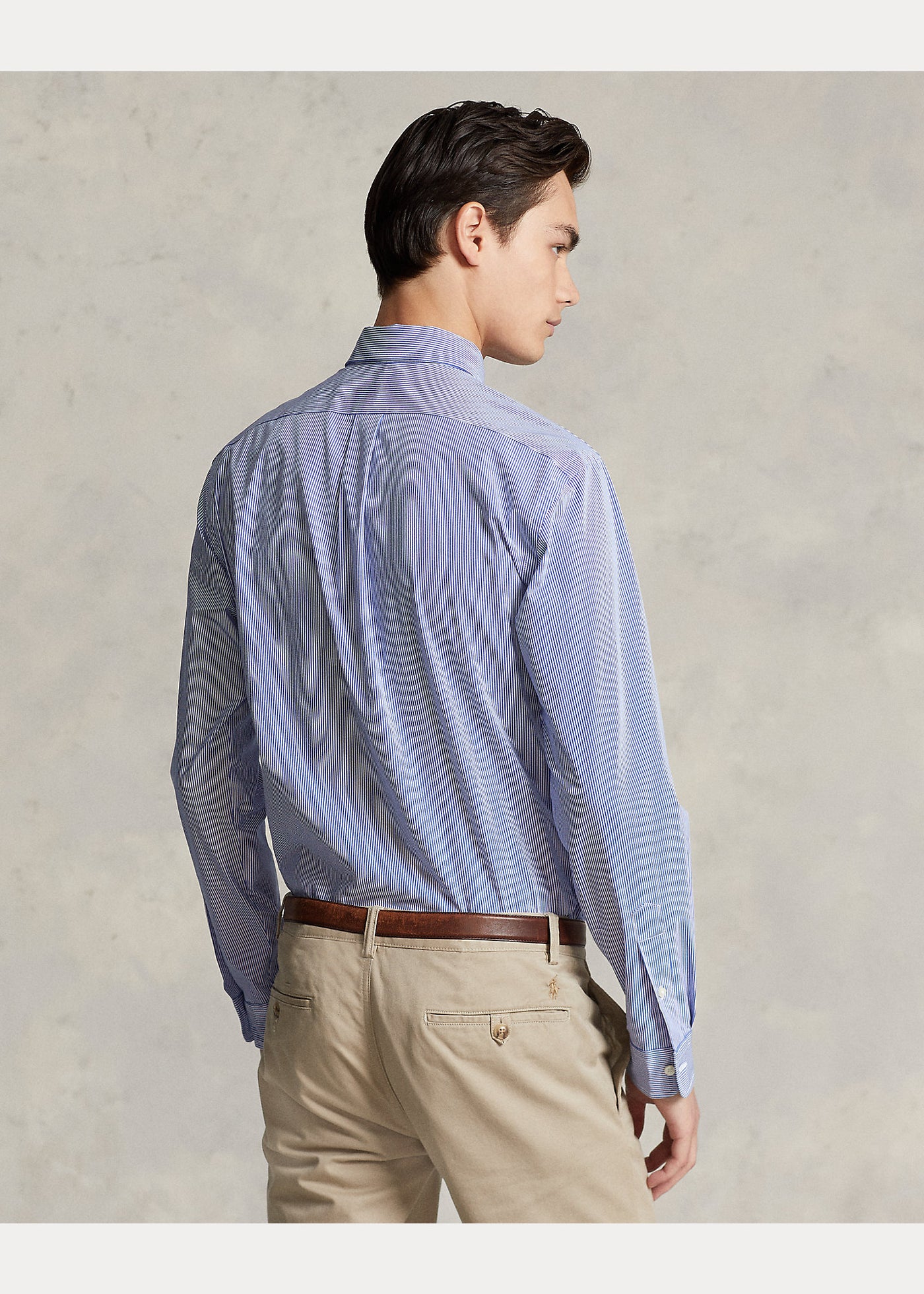 Ralph Lauren Custom Fit Striped Stretch Poplin Shirt | Blue/Hairline